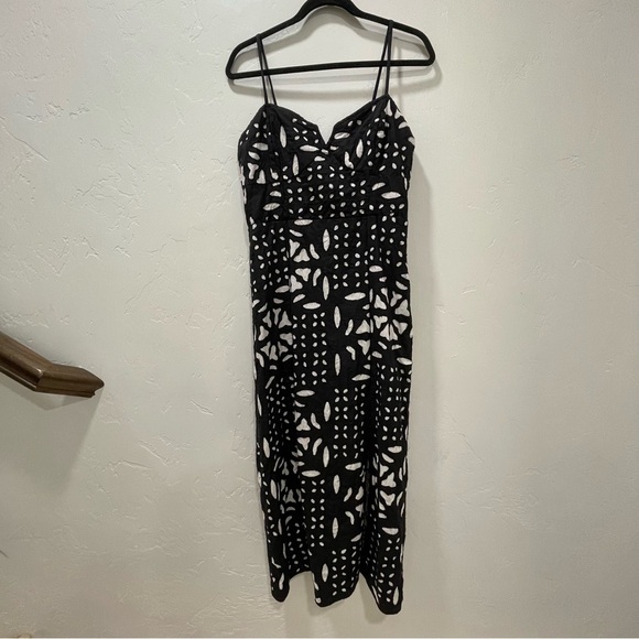 Saltwater Luxe Dottie Middi Dress High Slit Black White Sweetheart Women's Large - Picture 7 of 16